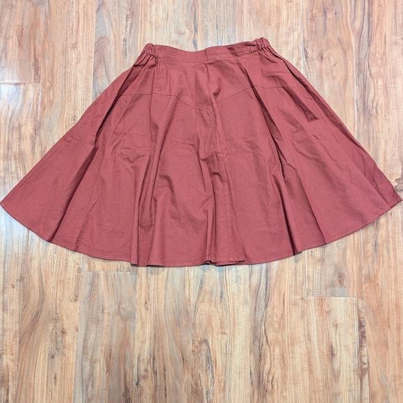 Authentic Ranchwear Skirt Drop Waist Elastic Cotton Red Women's Large Western - Picture 1 of 6